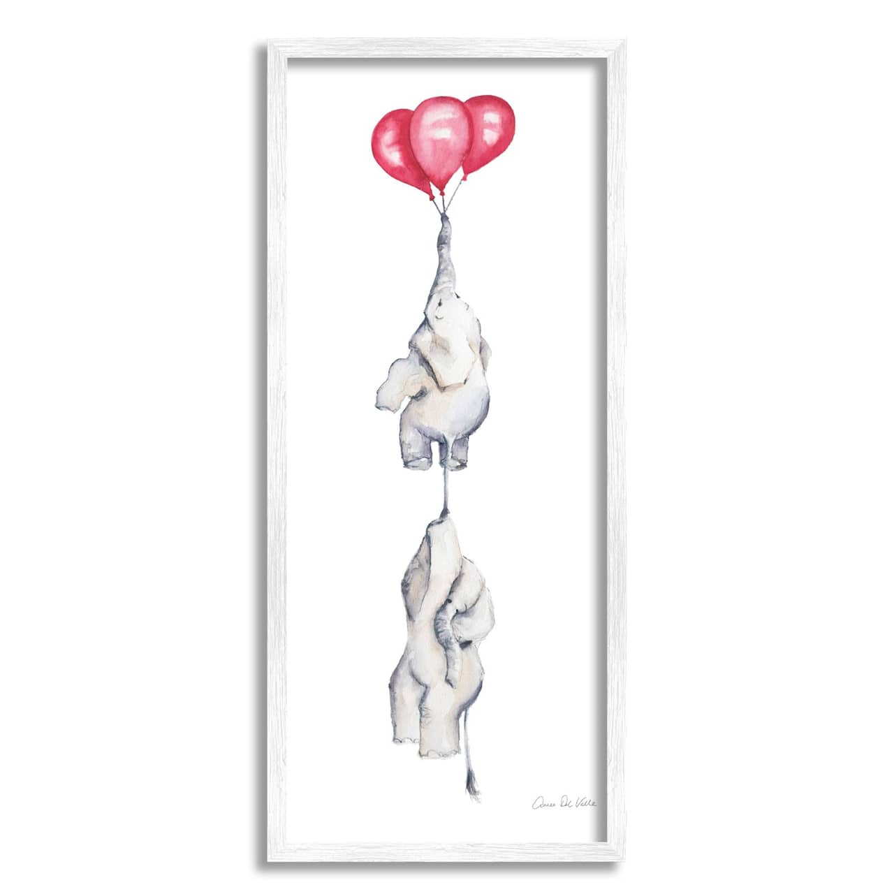 Stupell Industries Kids' Baby Elephants Flying with Floating Red Balloons Framed Wall Art